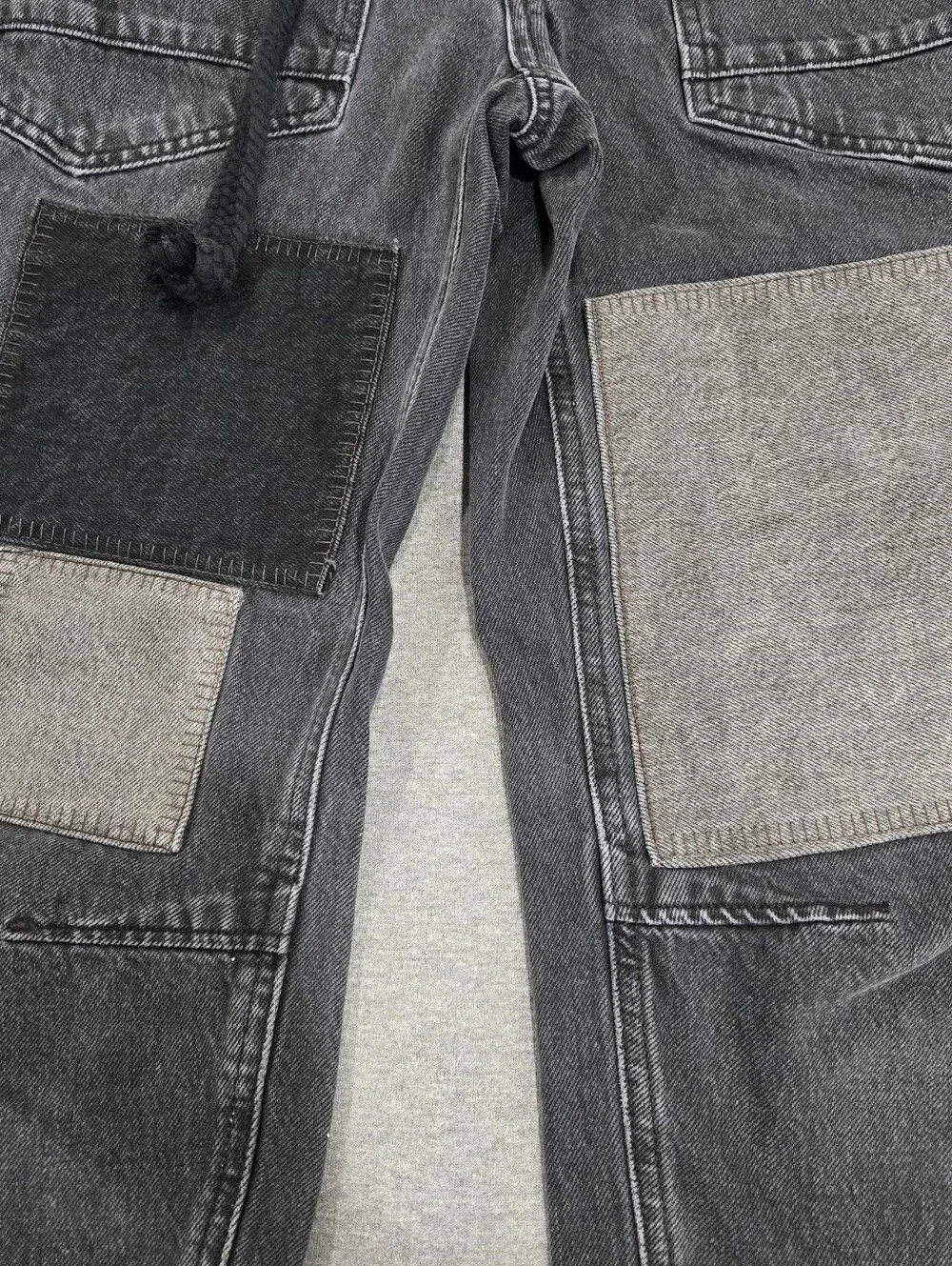 Free People We The Free Moxie Barrel Jeans Size 24 Night Hawk Low Rise Patchwork